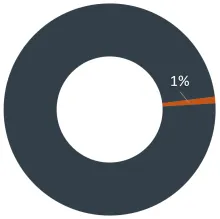 Pie chart of County Support's 1% share of the budget source