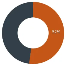 Pie chart of Salaries' 52% share of the budget use