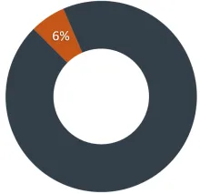 Pie chart showing Self Supporting's 6% share of budget uses
